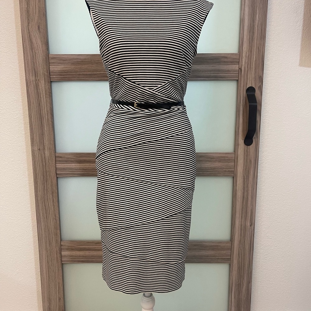 WHBM Black & White Bodycon Midi Dress
